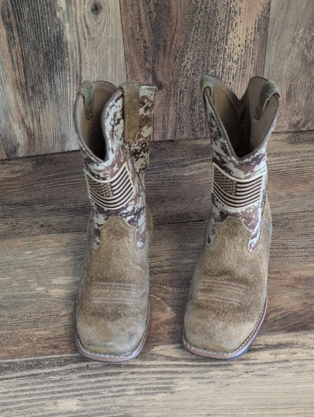Ariat Limited Edition Camo Patriotic Square Toe Western Cowboy Boots 1.5